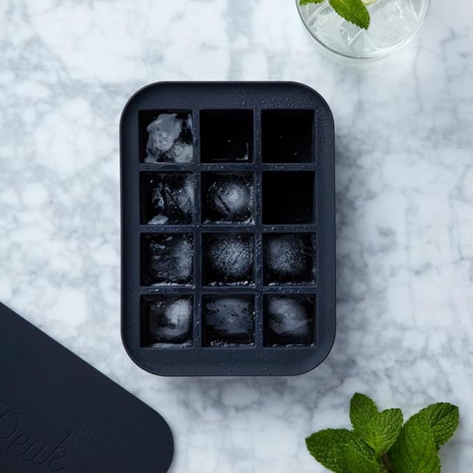 Silicone Everyday Ice Tray w/ Protective Lid | Charcoal | Easy to Remove Ice Cubes | Food Grade Premium Silicone | Dishwasher Safe, BPA Free