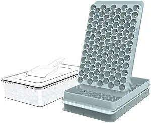 Mini Ice Cube Trays, Small Tiny Round Pebble Crushed Nugget Ice Trays for Freezer with Lid - Chilling Drinks Coffee Juice(2 Pack/0.55In - Blue)