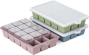 Ice Cube Tray 3 Pack,  Ice Cube Mold, Ice Trays for Freezer with Lid for Whiskey, Baby Food, BPA Free, Easy Release