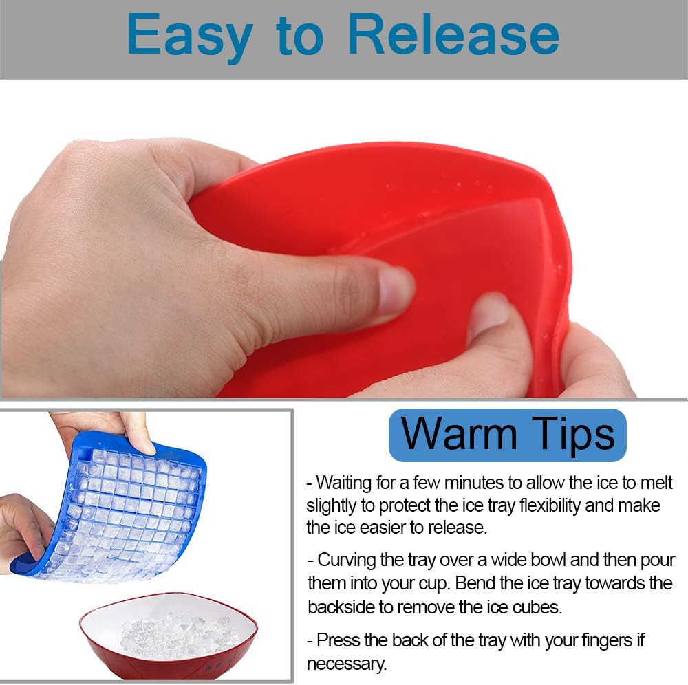 Mini Ice Cube Trays 3 Pack, 160 Crushed Ice Cube Molds Easy Release Small Ice Cube for Chilling Whiskey Cocktail, Kitchen Gadgets Stackable Ice Trays, Specialty Accessories Tool for Freezer