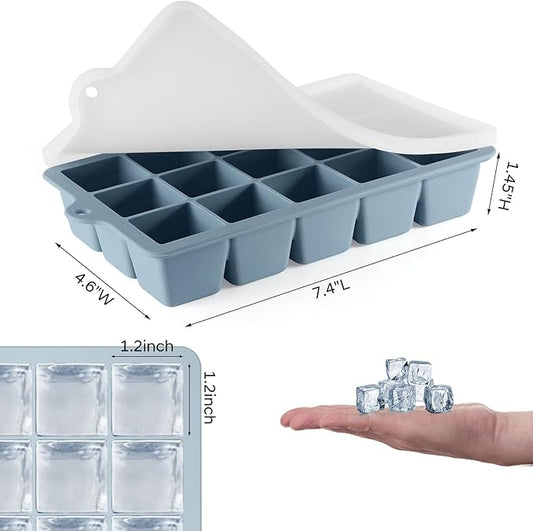 Ice Cube Tray 3 Pack,  Ice Cube Mold, Ice Trays for Freezer with Lid for Whiskey, Baby Food, BPA Free, Easy Release