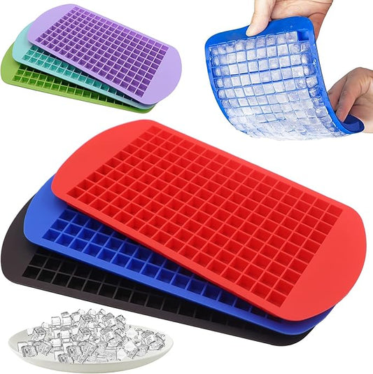 Mini Ice Cube Trays 3 Pack, 160 Crushed Ice Cube Molds Easy Release Small Ice Cube for Chilling Whiskey Cocktail, Kitchen Gadgets Stackable Ice Trays, Specialty Accessories Tool for Freezer